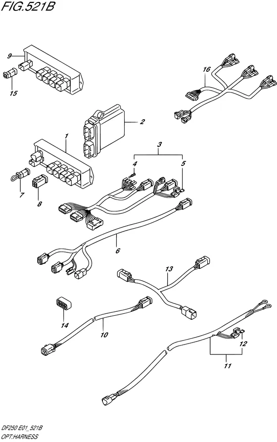 Опция: жгут проводов ((MODEL:08,09,10,FROM 110001)) для Suzuki DF200 (Z)W/TL/X