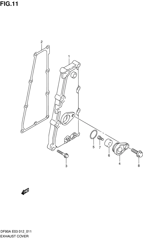 Крышка выпускной системы для Suzuki DF90A T(H)L/X