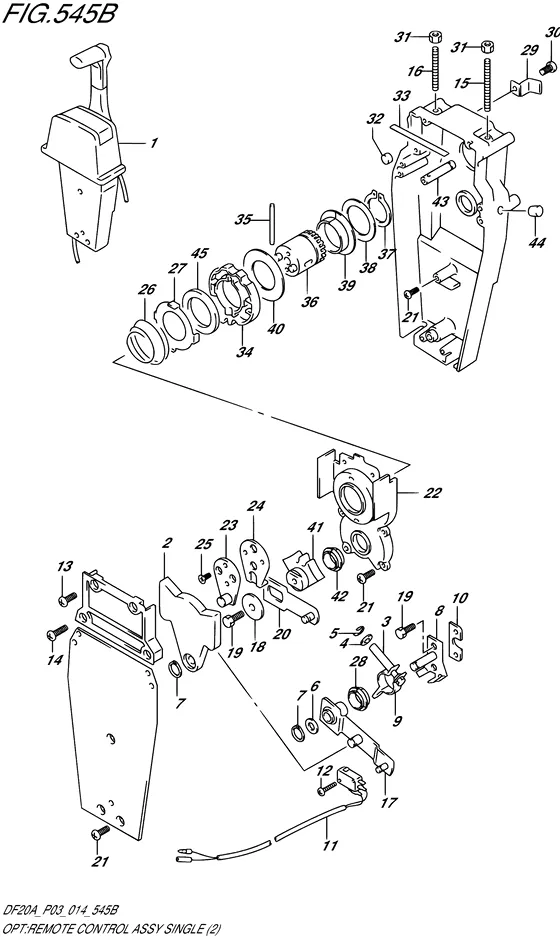 "опция: узел дистанционного управления ((2) (DF9.9BT P03)) для Suzuki DF9.9B S/L; RS/L; TS/L
