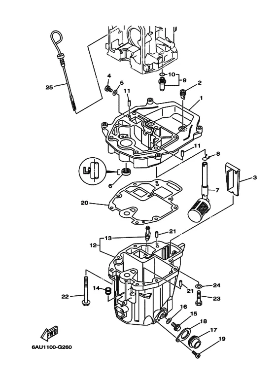 Масляный поддон для Yamaha F9.9 E/MHS/L