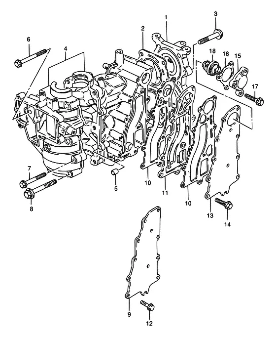 Цилиндр ((DT9.9/15); NOTE : COLOR : 0ED (GRAY) REFER TO FIG.2 (B-3) FOR DT9.9K/DT15K) для Suzuki DT9.9 S/L; KS/L/XL