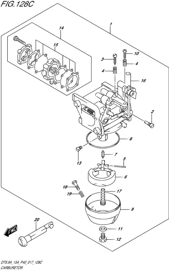 Карбюратор ((DT9.9A P81)) для Suzuki DT15A S/L; KS/L
