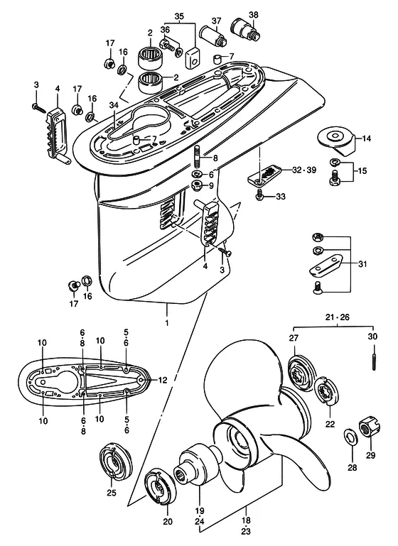 Корпус редуктора (NOTE : COLOR : 0ED (GRAY) 019 (BLACK)) для Suzuki DT75 L/UL