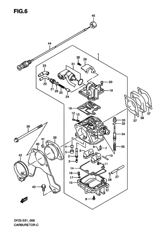 Карбюратор для Suzuki DF25 V-twin S/L; RS/L; QS/L; TS/L