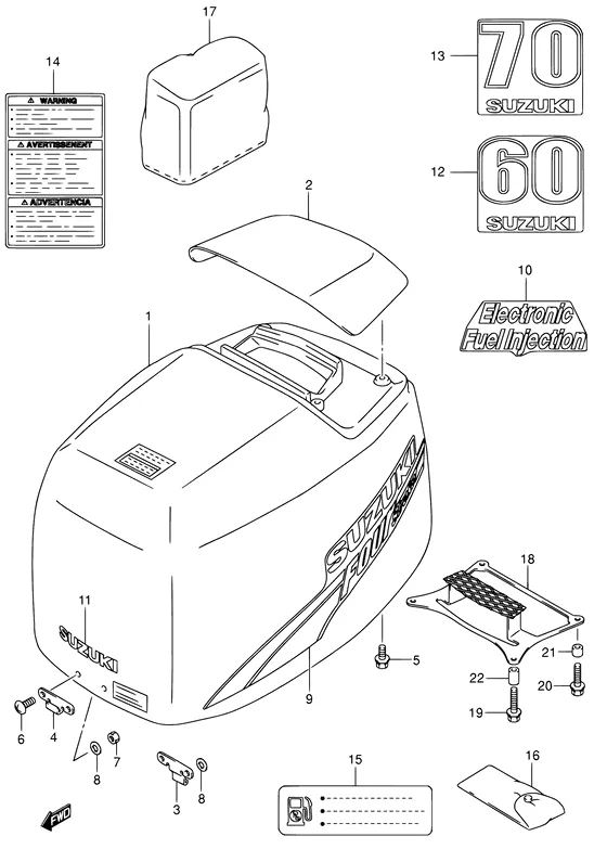 Крышка двигателя ((MODEL:03~09)) для Suzuki DF60 TL/X