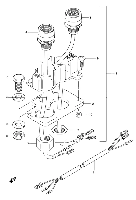 Опция: переключатель системы гидроподъема ((MODEL:00~04)) для Suzuki DF30 S/L; RS/L; QS/L; TS/L