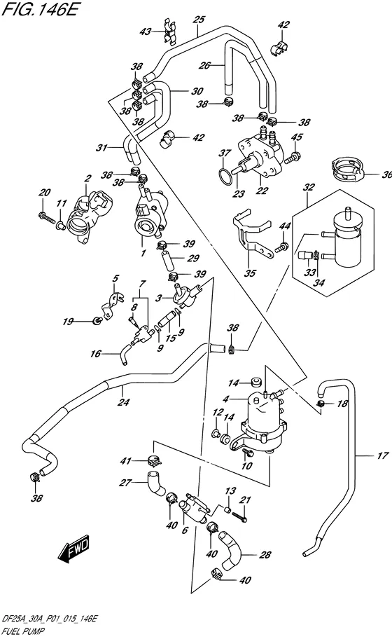 Топливный насос ((DF30A P40)) для Suzuki DF25A S/L; RS/L; TS/L; THS/L