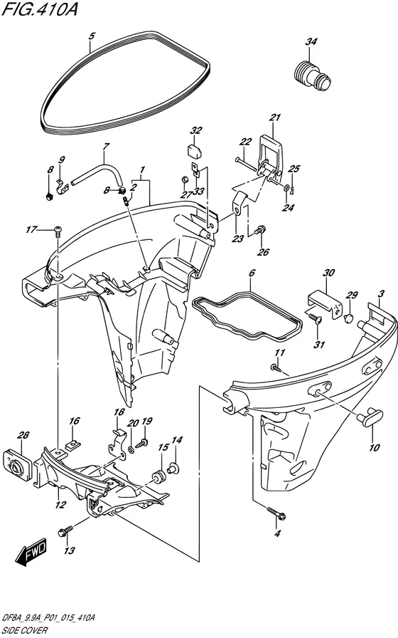 Боковая крышка ((DF8A P01)) для Suzuki DF9.9A S/L; ARS/L