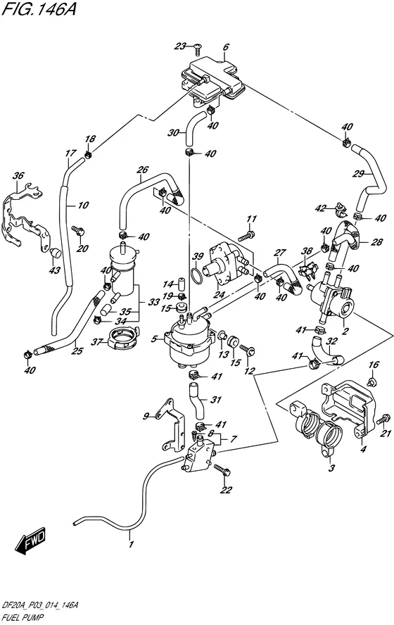 Топливный насос для Suzuki DF15A S/L; RS/L; THS/L