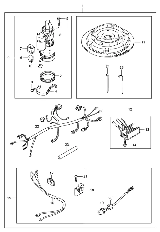 Опция: стартерный мотор ((MODEL:05~)) для Suzuki DF9.9 S/L; RS/L