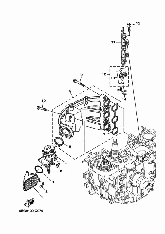 Впускная система 1 для Yamaha F30 E(H/D/T)S/L/X