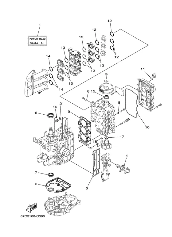 Ремонтный комплект 1 для Yamaha F40 M(E/H/D/T)S/L