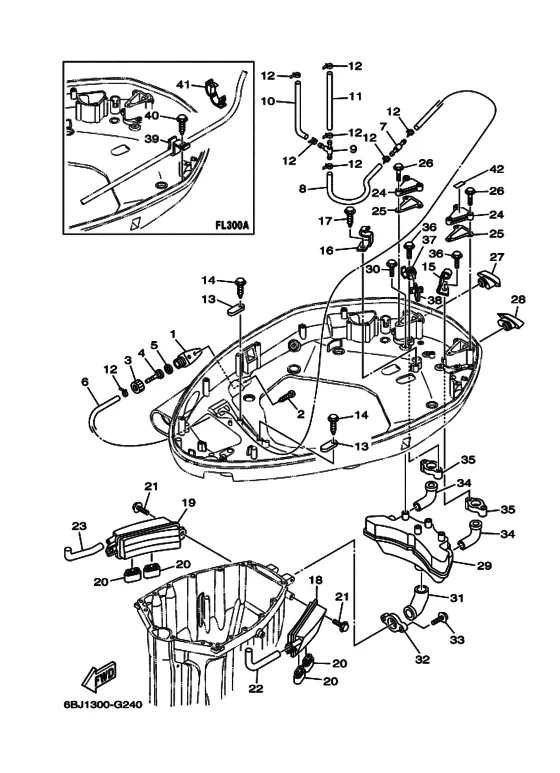 Нижний капот 2 для Yamaha F300 ETU