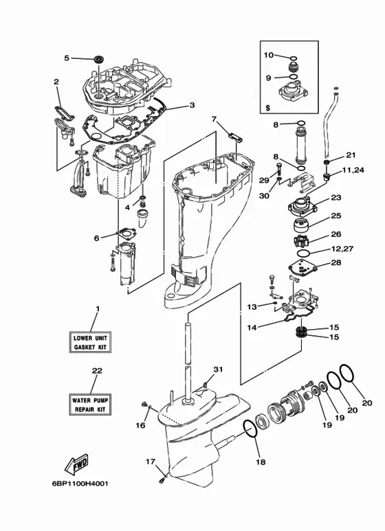Ремонтный комплект 3 для Yamaha F25 M(E/W)HTS/L/X