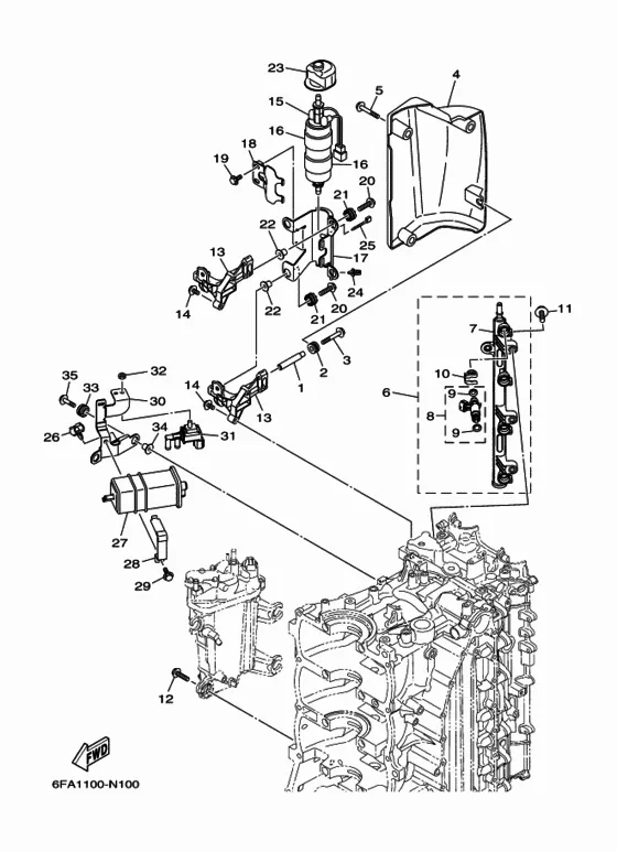 Впускная система 2 для Yamaha F150 ETL/X