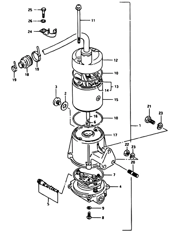 Силовой привод ((DT40TC/MODEL 86~89); NOTE : REFER TO FIG.34 (F-5) FOR DT40TC/MODEL:90~93 REFER TO FIG.34A(F-6) FOR DT40TC/PTT,MODEL:94~99) для Suzuki DT40 WS/L/LL/L2/UL; WRS/L/LL/L2/UL; WKS/L/LL/L2/UL; WKRS/L/LL/L2/UL