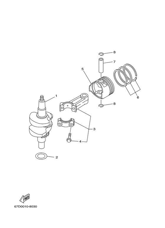 Коленчатый вал & Поршень для Yamaha F4 MHS/L