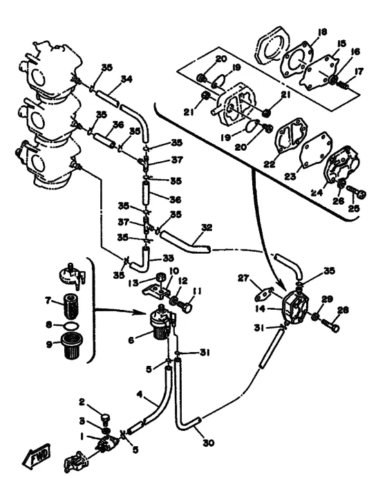 Топливный кран для Yamaha 75 E(M/H/D/T)L