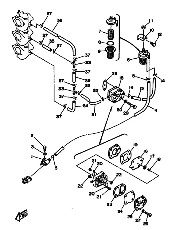 Топливный кран для Yamaha 60 ET(D)OL