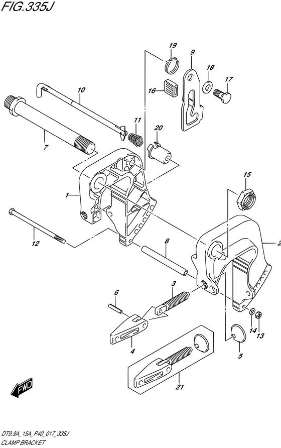 Зажимной кронштейн ((DT15AK P36)) для Suzuki DT15A S/L; KS/L