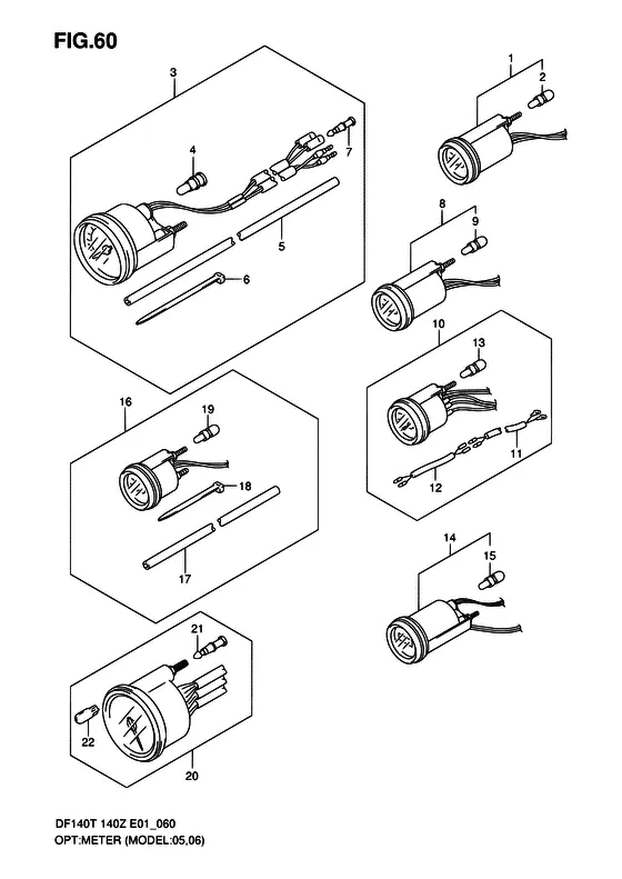 Опция: счетчик ((MODEL:05~)) для Suzuki DF140 (Z)TL/X; W(Z)TL/X