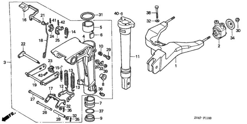 Поворотный корпус и монтажная рама для Honda 9,9