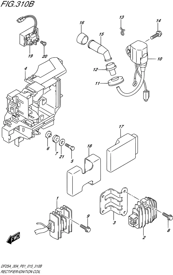 Выпрямитель и катушка зажигания ((DF25AR P01)) для Suzuki DF30A S/L; TS/L; THS/L; QHL