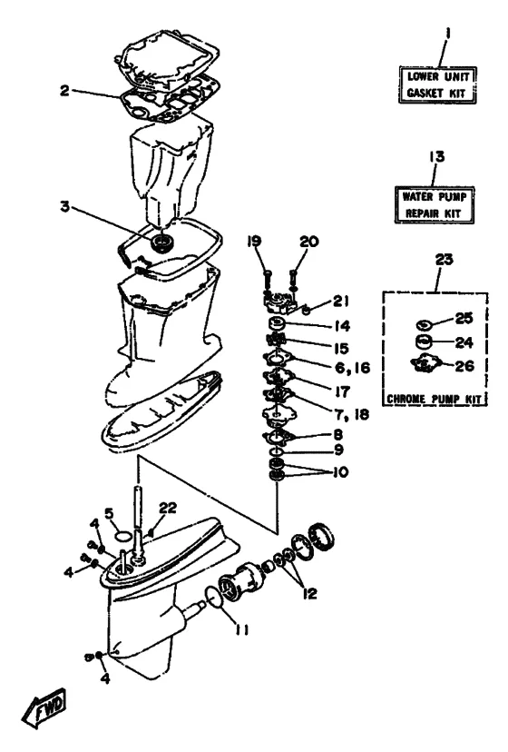 Ремонтный комплект 2 для Yamaha 55 M(E/T/D/H)S/L