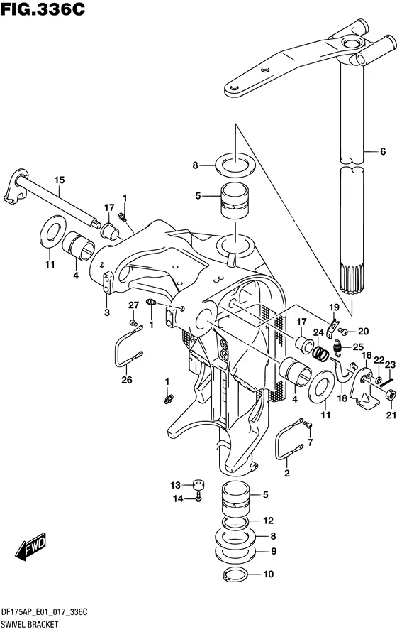 Поворотный кронштейн ((DF175AP E01)) для Suzuki DF175A PL/XL