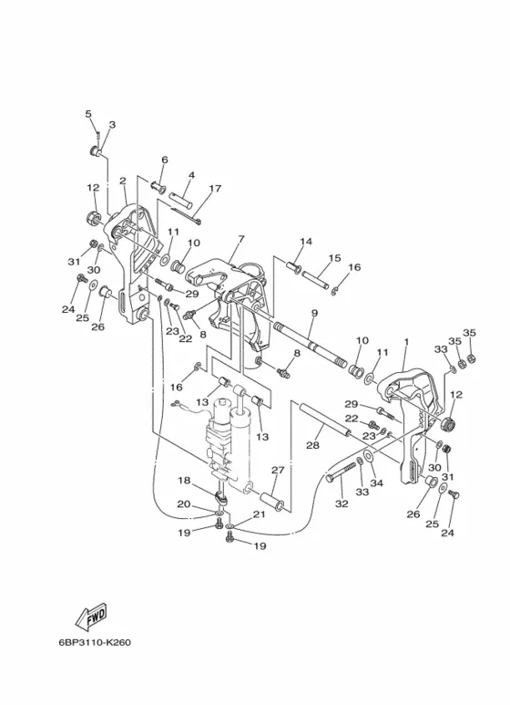 Кронштейн 1 для Yamaha F25 M(E/W)HTS/L/X