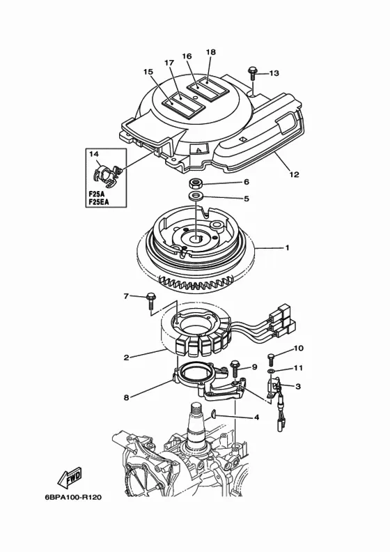 Генератор для Yamaha F25 M(E/W)HTS/L/X