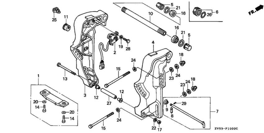 Транцевый кронштейн для Honda 45