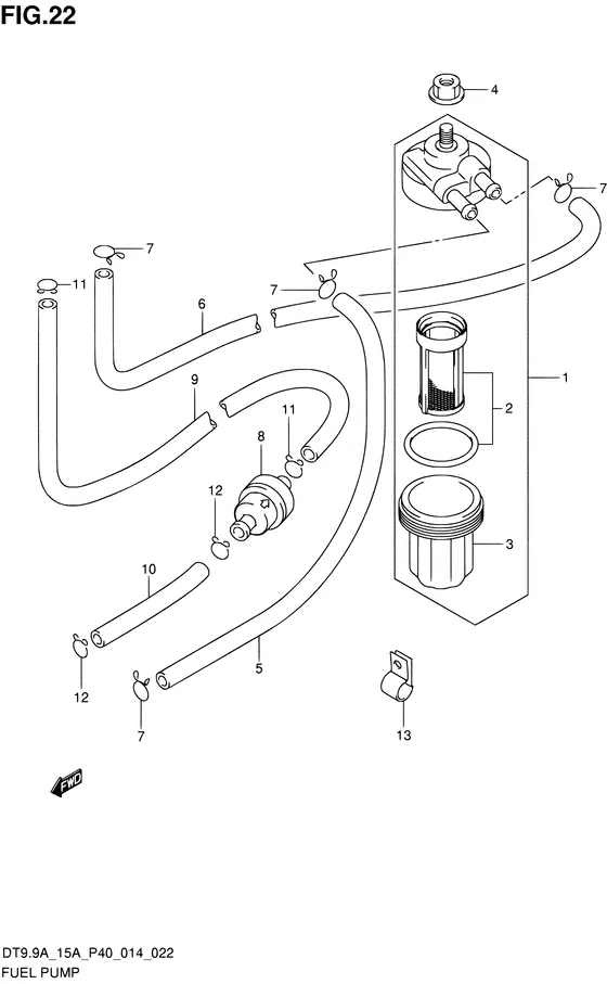 Топливный насос ((DT15AK P36)) для Suzuki DT9.9A S/L; KS/L