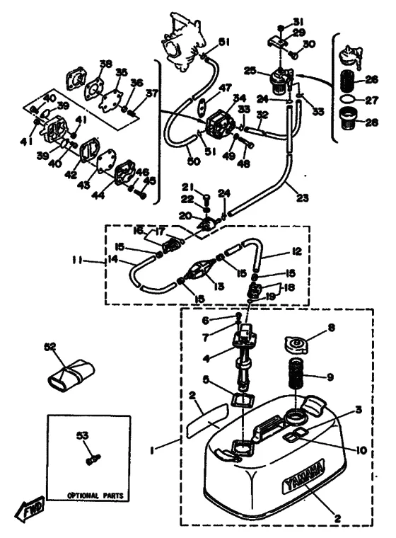 Топливный кран для Yamaha 30 MHS/L