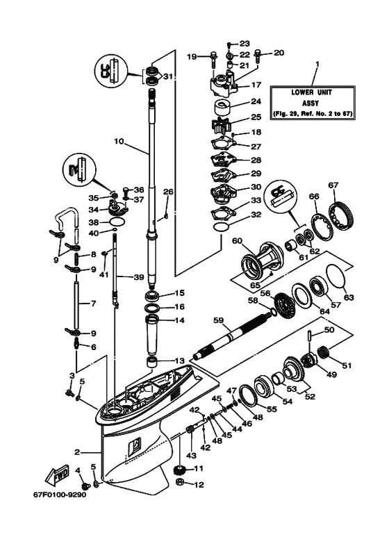 Редуктор & привод для Yamaha F100 ETL/X