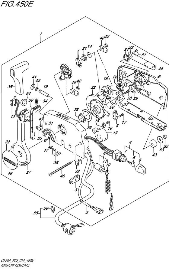 Дистанционное управление ((DF20AT P03)) для Suzuki DF15A S/L; RS/L; THS/L