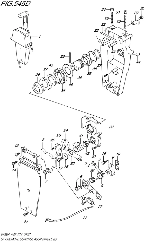 "опция: узел дистанционного управления ((2) (DF20A P03)) для Suzuki DF9.9B S/L; RS/L; TS/L