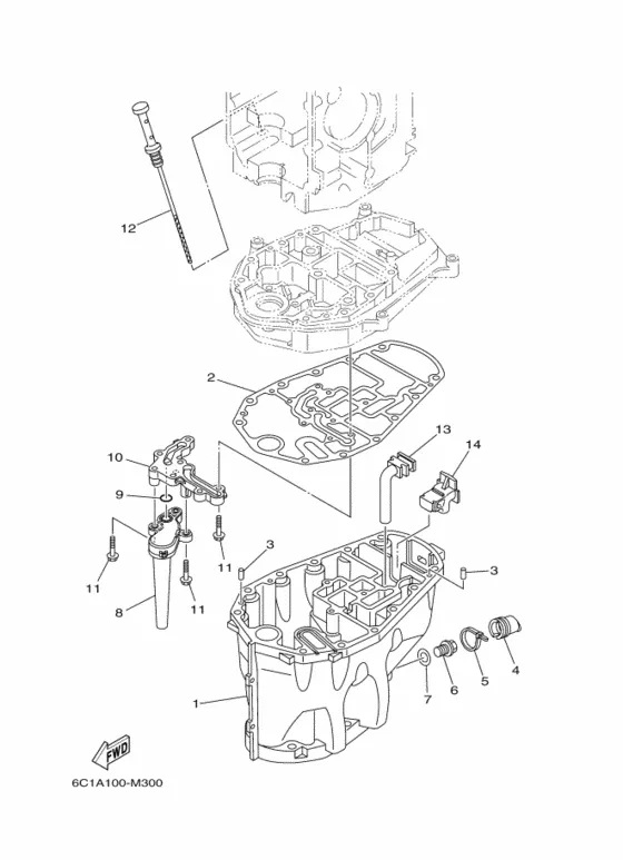 Масляный поддон для Yamaha F50 E(D/H/T)L/X