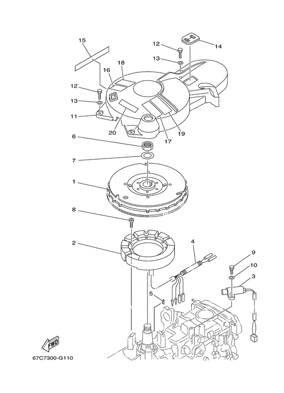Генератор для Yamaha F30 M(E/W/H/D/T)S/L/X