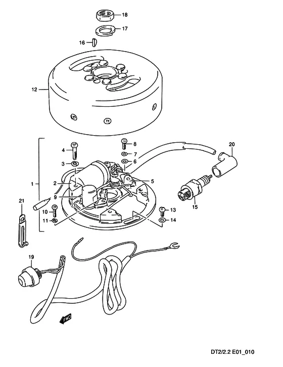 Статор & Ротор ((DT2,MODEL:86~89); NOTE : REFER TO FIG.11 (C-6) FOR DT2/DT2.2,MODEL:90~00) для Suzuki DT2 S/L