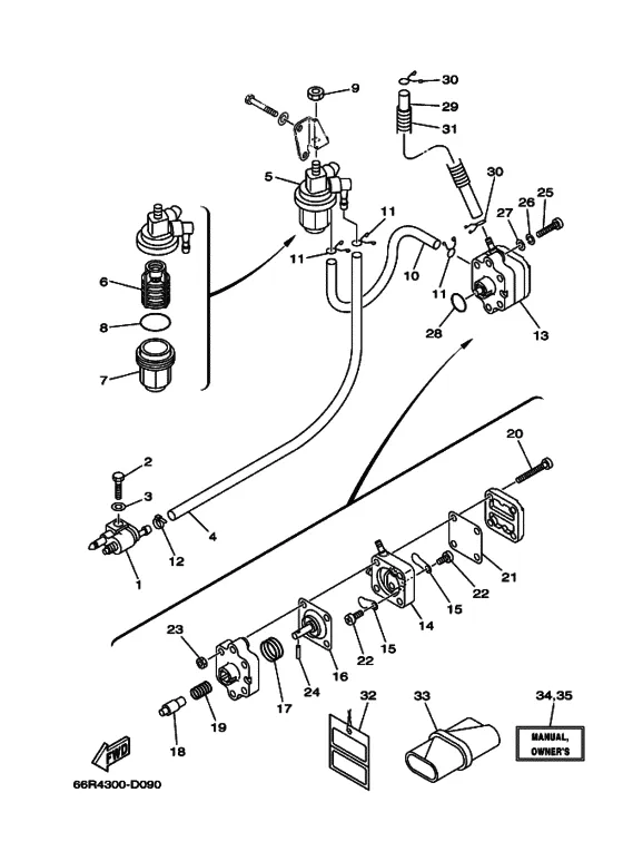 Топливный кран для Yamaha F15 E(H)PS/L