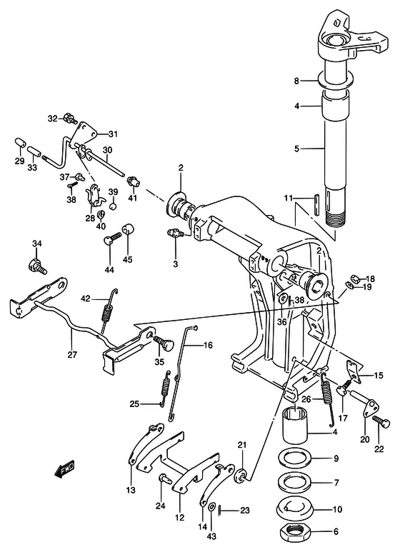 Поворотный кронштейн ((DT115Q:E38); NOTE : COLOR : 0ED (GRAY)) для Suzuki DT140 L/UL