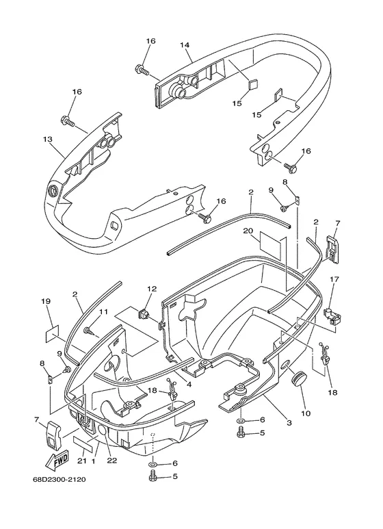 Нижний капот для Yamaha F4 MHS/L
