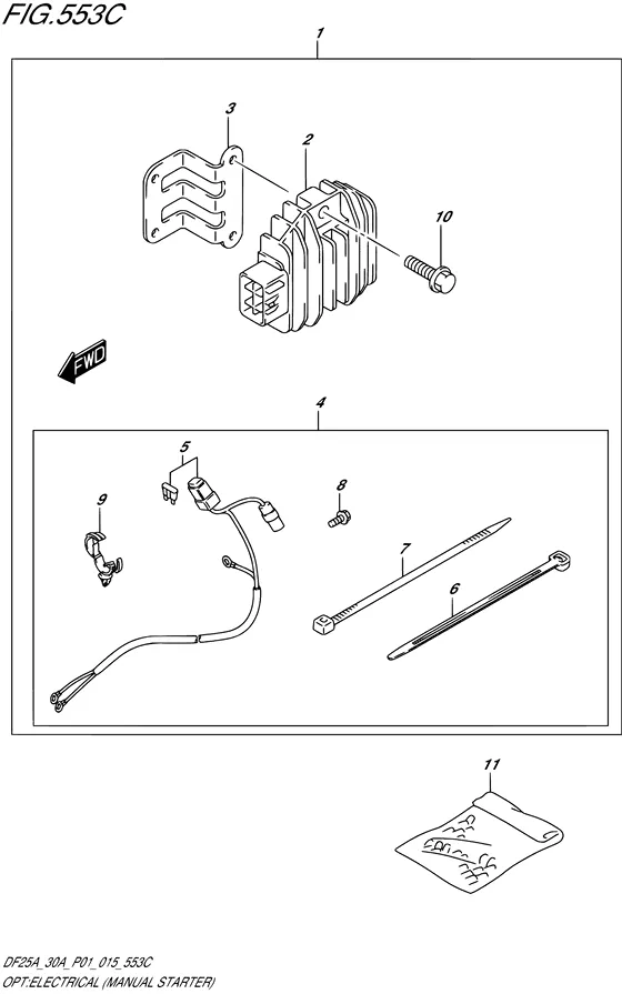 Опция: электрооборудование ((MANUAL STARTER) (DF30AQ P01)) для Suzuki DF30A S/L; TS/L; THS/L; QHL