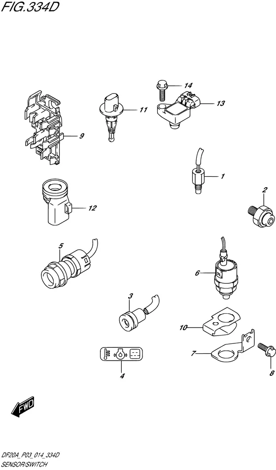 Датчик и выключатель ((DF9.9BTH P03)) для Suzuki DF9.9B S/L; RS/L; TS/L