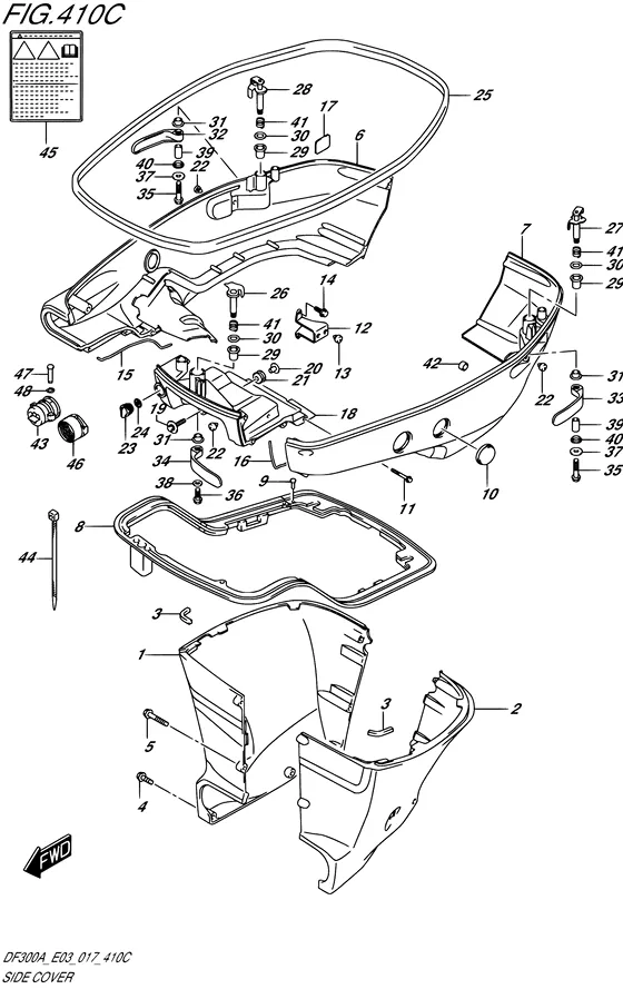 Боковая крышка ((L) (DF300A E03)) для Suzuki DF250A PX/XX
