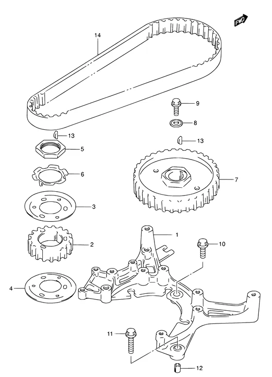 Ремень грм (NOTE : REFER TO FIG.7(B- 8) FOR MODEL:05~) для Suzuki DF9.9 S/L; RS/L