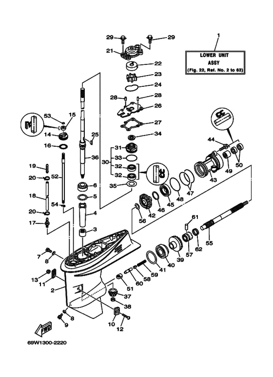 Редуктор & привод для Yamaha F60 E(H/T)L