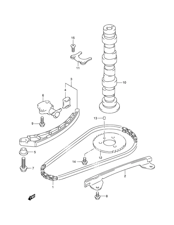 Распредвал для Suzuki DF25 S/L; RS/L; QS/L; TS/L