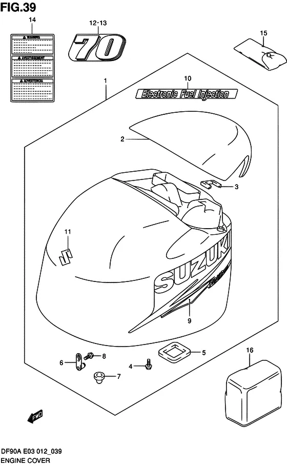 Крышка двигателя ((DF70A E03)) для Suzuki DF80A T(H)L/X